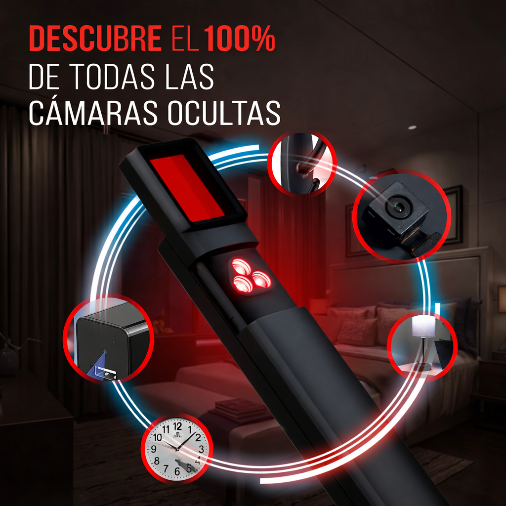 Detector de cámaras ocultas (Calidad militar, con detección integrada de RF y rastreo GPS)